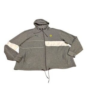 Puma Ferrari Racing Gray Full Zip Hoodie Jacket‎ Mens XXL Luxury Fleece